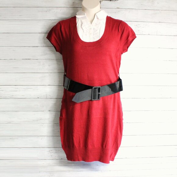 Derek Heart Vintage Tunic Sweater Plus Size 3X Short Sleeve Belted - Picture 3 of 6